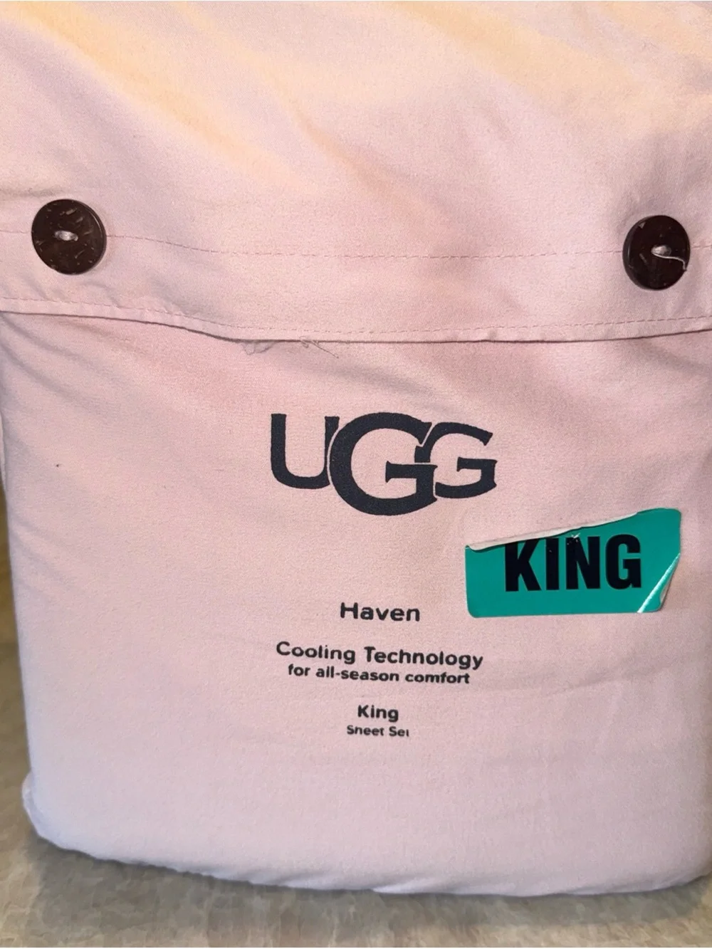 UGG King Sheets Haven Cooling Technology Rose One Fitted & Flat Sheet 2 Pillow
